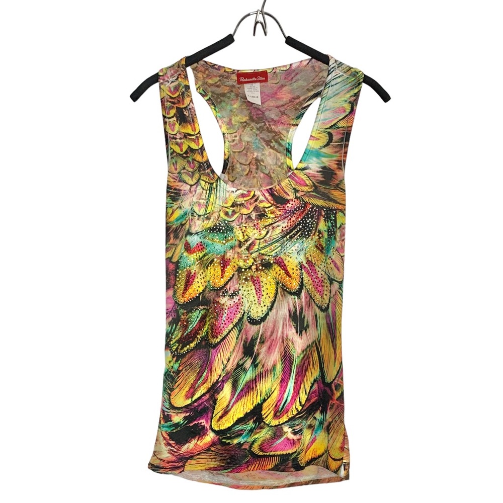 PANHANDLE SLIM Sequin Feather Lace Tank Top